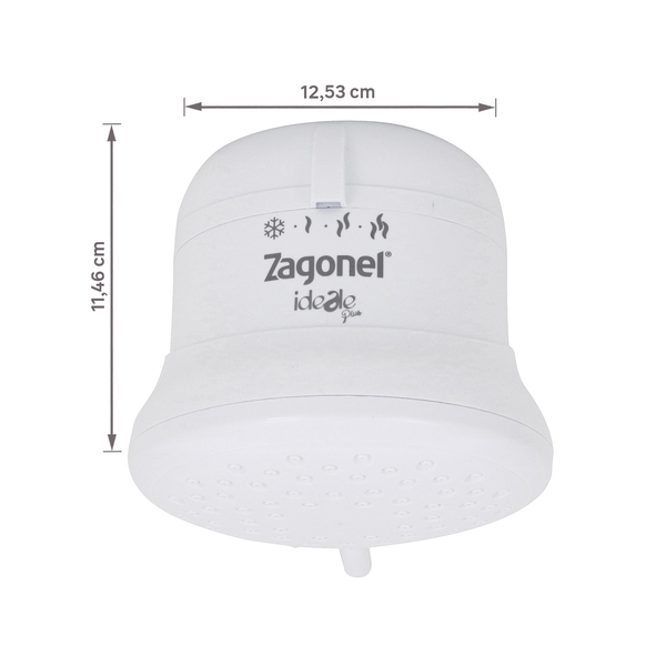 Chuveiro Elétrico Multitemperatura 127V (110V) 5500w Branco Redondo Ideale Plus sem Cano Zagonel - Image 5