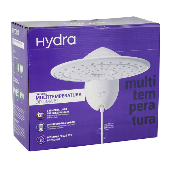 Chuveiro Elétrico Multitemperatura 127V (110V) 5500w Branco Redondo Optima 8T Hydra - Image 8