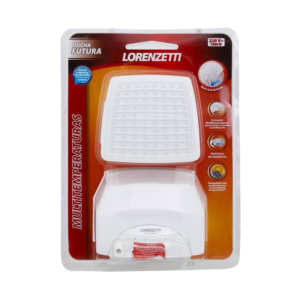 Chuveiro Elétrico Multitemperatura 220V 7500w Branco Quadrado Futura Lorenzetti - Image 6
