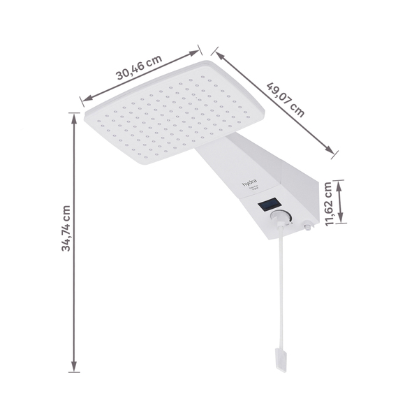 Chuveiro Elétrico Eletrônico com Visor Digital 127V (110V) 5500w Branco Quadrado Polo Plus Hydra - Image 7