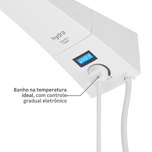 Chuveiro Elétrico Eletrônico com Visor Digital 127V (110V) 5500w Branco Quadrado Polo Plus Hydra - Image 4