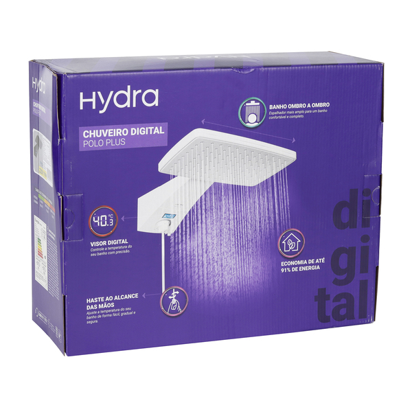 Chuveiro Elétrico Eletrônico com Visor Digital 127V (110V) 5500w Preto Quadrado Polo Plus Hydra - Image 7