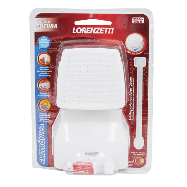 Chuveiro Elétrico Eletrônico 220V 7500w Branco Quadrado Futura Lorenzetti - Image 8