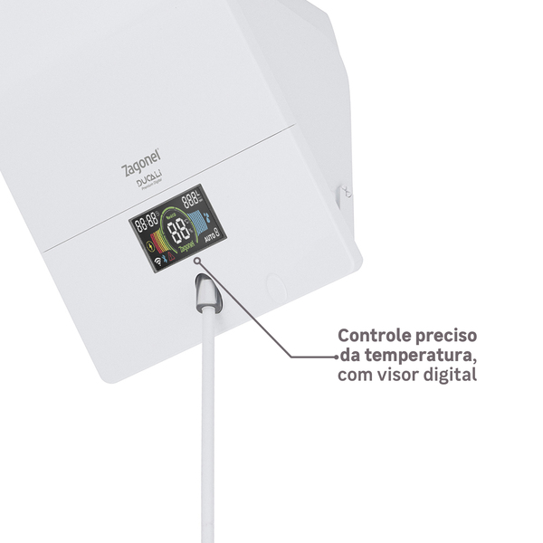 Chuveiro Elétrico Híbrido Eletrônico com Visor Digital 220V 7500w Branco Quadrado Ducali Premium Digital Zagonel - Image 7