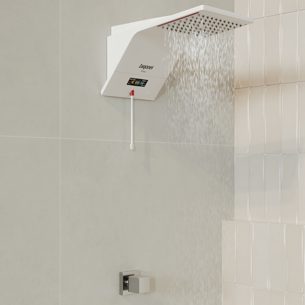 Chuveiro Elétrico Híbrido Eletrônico com Visor Digital 220V 7500w Branco Quadrado Ducali Premium Digital Zagonel - Image 2