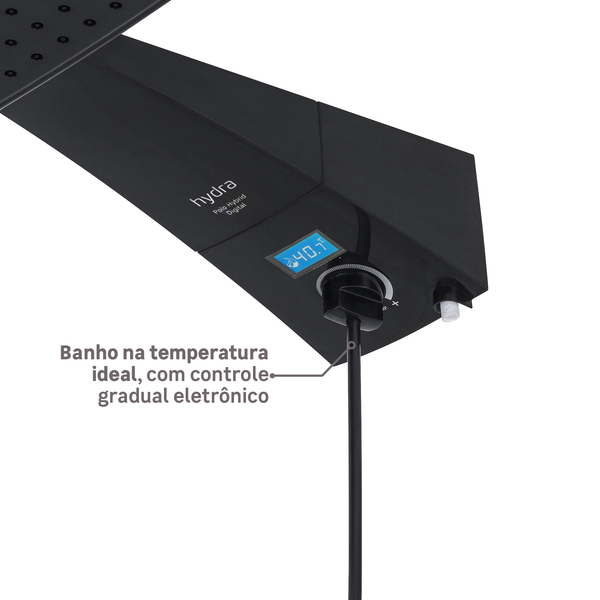 Chuveiro Elétrico Híbrido Eletrônico com Visor Digital 220V 7700w Preto Quadrado Polo Plus Hydra - Image 6