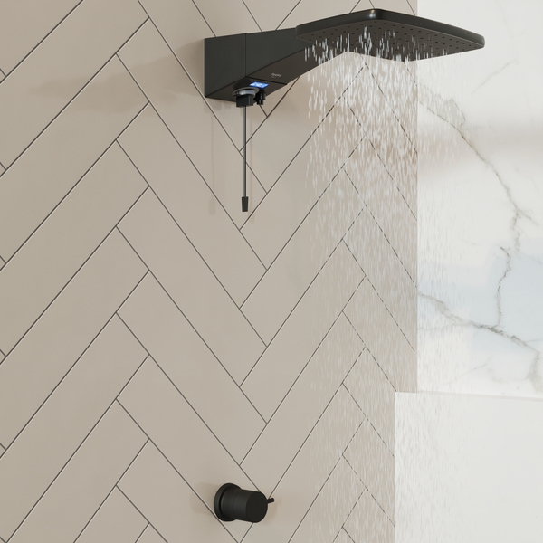 Chuveiro Elétrico Híbrido Eletrônico com Visor Digital 220V 7700w Preto Quadrado Polo Plus Hydra - Image 2