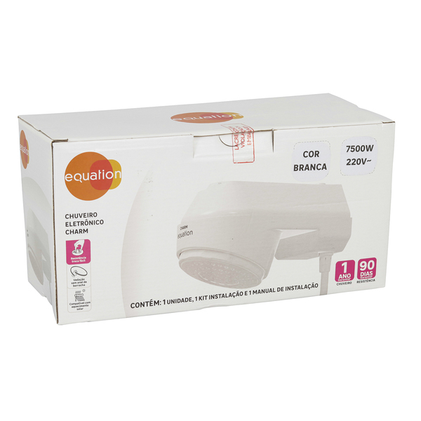 Chuveiro Elétrico Eletrônico 220V 7500w Branco Redondo Charm Equation - Image 8