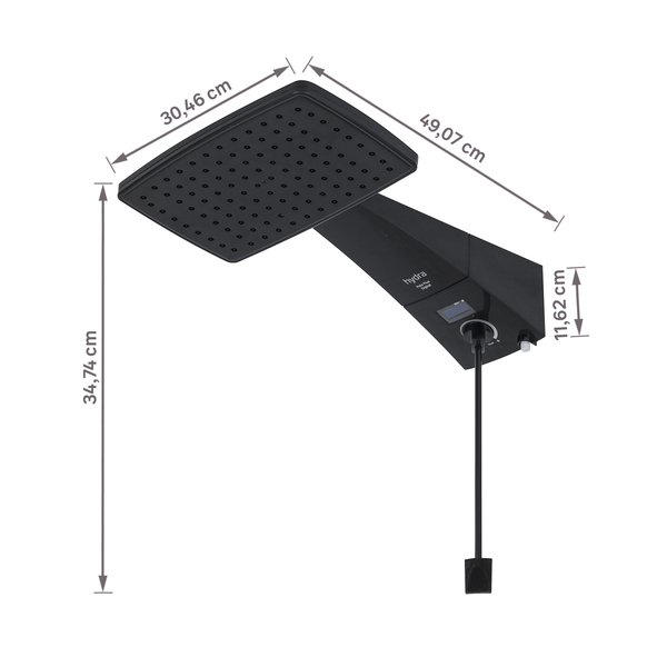 Chuveiro Elétrico Eletrônico com Visor Digital 220V 7700w Preto Quadrado Polo Plus Hydra - Image 6