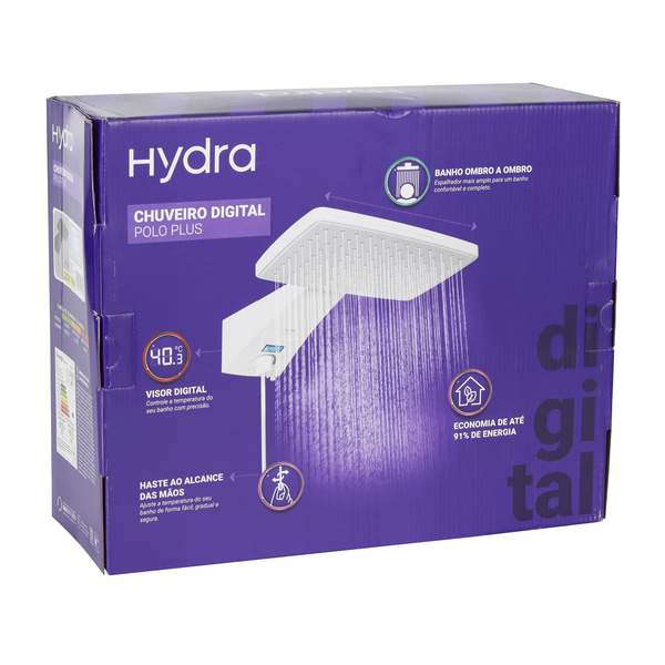 Chuveiro Elétrico Eletrônico com Visor Digital 220V 7700w Preto Quadrado Polo Plus Hydra - Image 7