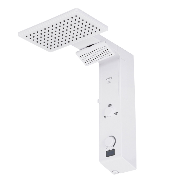 Chuveiro Elétrico Eletrônico com Visor Digital 127V (110V) 5500w Branco Quadrado Falls Digital Hydra