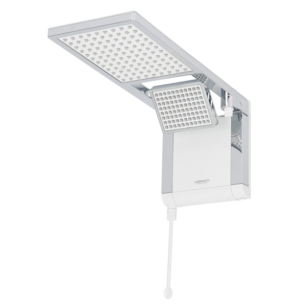 Chuveiro Elétrico Eletrônico 220V 6800w Branco e Cromado Quadrado Acqua Duo Ultra Lorenzetti