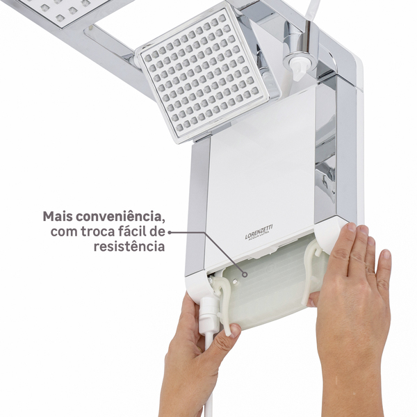 Chuveiro Elétrico Eletrônico 220V 7800w Branco e Cromado Quadrado Acqua Duo Ultra Lorenzetti - Image 6