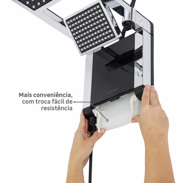 Chuveiro Elétrico Eletrônico 220V 7800w Preto e Cromado Quadrado Acqua Duo Ultra Lorenzetti - Image 6