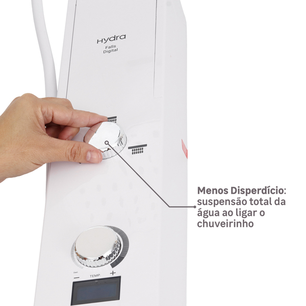 Chuveiro Elétrico Eletrônico com Visor Digital 220V 7700w Branco e Cromado Quadrado Falls Digital Hydra - Image 9