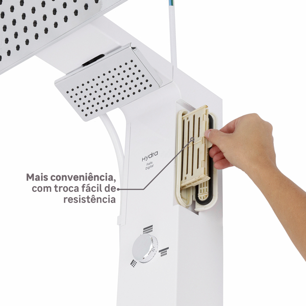 Chuveiro Elétrico Eletrônico com Visor Digital 220V 7700w Branco e Cromado Quadrado Falls Digital Hydra - Image 5