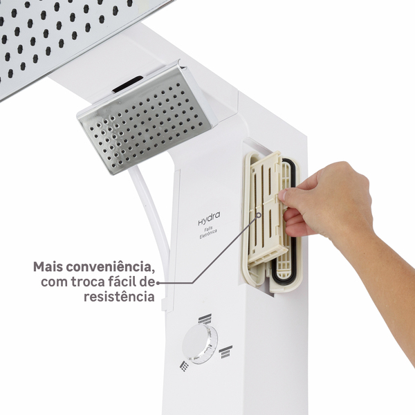 Chuveiro Elétrico Eletrônico 220V 7700w Branco e Cromado Quadrado Falls Hydra - Image 5