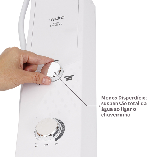 Chuveiro Elétrico Eletrônico 220V 7700w Branco e Cromado Quadrado Falls Hydra - Image 7