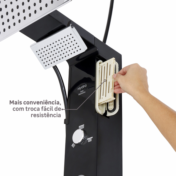 Chuveiro Elétrico Eletrônico 220V 7700w Preto e Cromado Quadrado Falls Hydra - Image 5