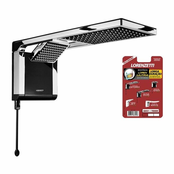 Chuveiro Lorenzetti Acqua Duo Ultra Eletrônico Preto/cromado 220v + Resistência