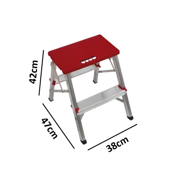 Escada 1 Degrau + 1 Banqueta-bilateral Alumínio Reforçada - Image 2