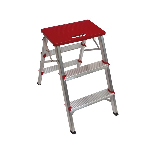 Escada 2 Degraus + Banqueta Domestica Alumínio - Até 100kg