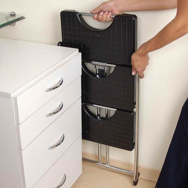 Escada 3 Degraus Dobrável Resistente Aço Anodilar Preta - Image 2