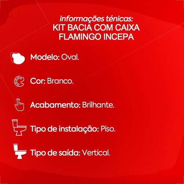 Kit De Bacia Com Caixa Acoplada E Assento Flamingo Incepa Branco - Image 9