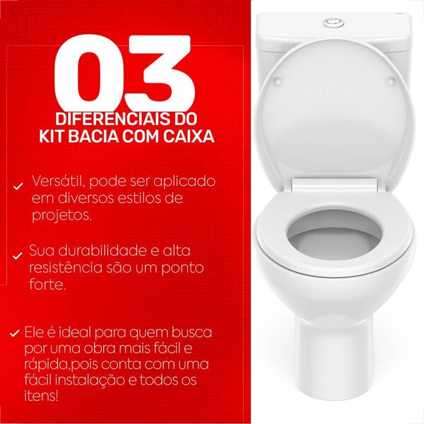 Kit De Bacia Com Caixa Acoplada E Assento Flamingo Incepa Branco - Image 8