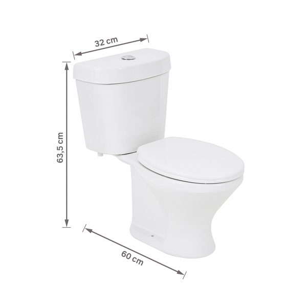 Kit Vaso Sanitário com Caixa Acoplada e Assento Branco Duplo Acionamento 3/6L Saída Vertical Infantil Icasa - Image 9