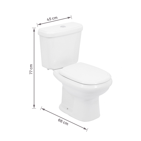 Kit Vaso Sanitário com Caixa Acoplada e Assento Branco Duplo Acionamento 3/6L Saída Vertical Sabatini Icasa - Image 9