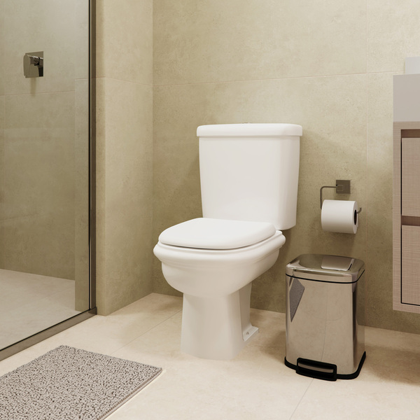 Kit Vaso Sanitário com Caixa Acoplada e Assento Branco Duplo Acionamento 3/6L Saída Vertical Sabatini Icasa - Image 2