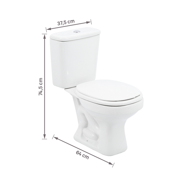 Kit Vaso Sanitário com Caixa Acoplada e Assento Branco Duplo Acionamento 3/6L Saída Vertical Aspen Deca - Image 9