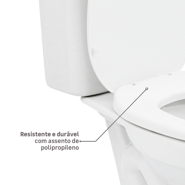Kit Vaso Sanitário com Caixa Acoplada e Assento Branco Duplo Acionamento 3/6L Saída Vertical Aspen Deca - Image 6