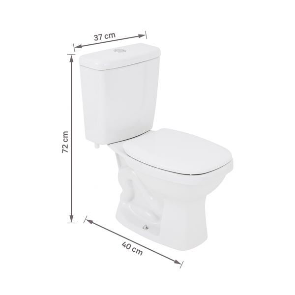 Kit Vaso Sanitário com Caixa Acoplada e Assento Branco Duplo Acionamento 3/6L Saída Vertical Like Celite - Image 8