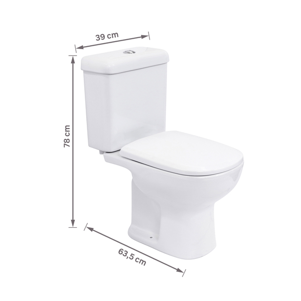 Kit Vaso Sanitário com Caixa Acoplada e Assento Branco Duplo Acionamento 3/6L Saída Vertical Lille Sensea - Image 10