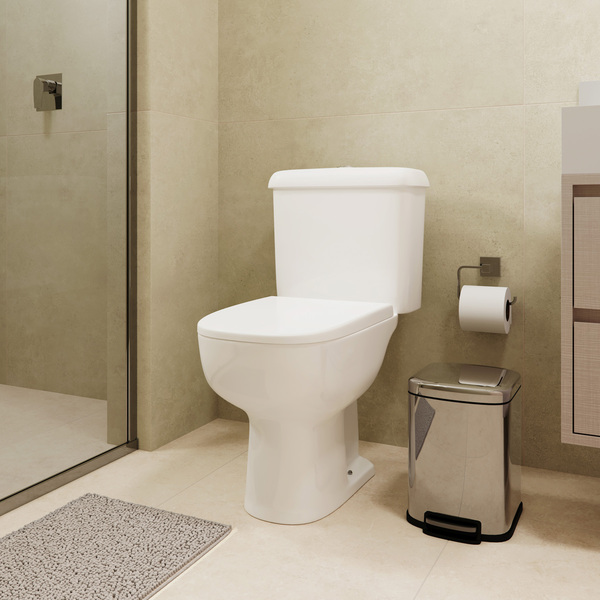 Kit Vaso Sanitário com Caixa Acoplada e Assento Branco Duplo Acionamento 3/6L Saída Vertical Lille Sensea - Image 2