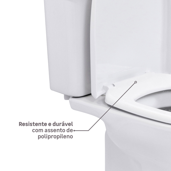 Kit Vaso Sanitário com Caixa Acoplada e Assento Branco Duplo Acionamento 3/6L Saída Vertical Lille Sensea - Image 7