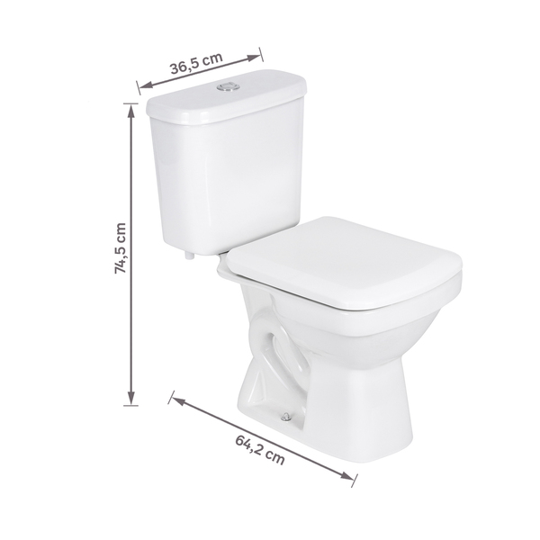 Kit Vaso Sanitário com Caixa Acoplada e Assento Branco Duplo Acionamento 3/6L Saída Vertical Lirio Fiori - Image 9