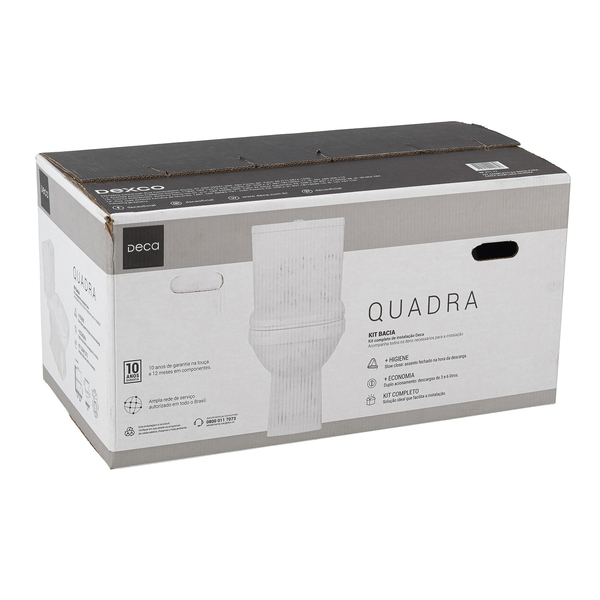 Kit Vaso Sanitário com Caixa Acoplada e Assento Branco Duplo Acionamento 3/6L Vertical Quadra Deca - Image 9