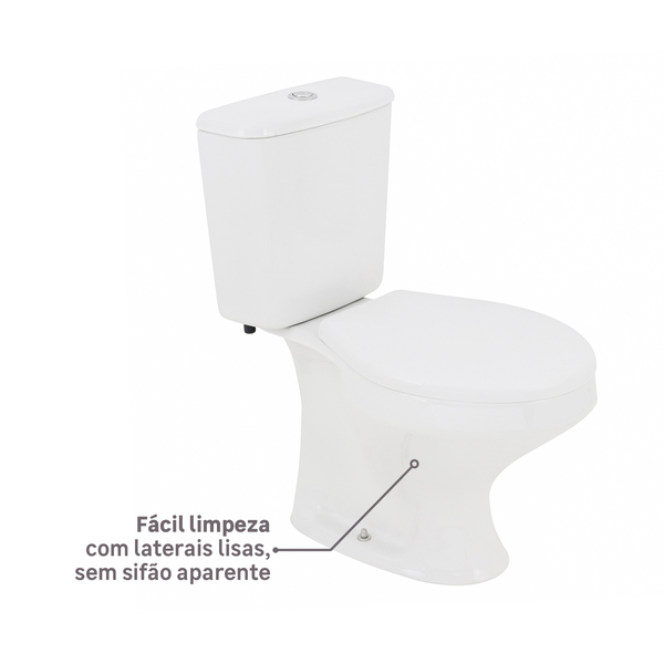 Kit Vaso Sanitário com Caixa Acoplada e Assento Branco Duplo Acionamento 3/6L Saída Vertical Ravena Deca - Image 5