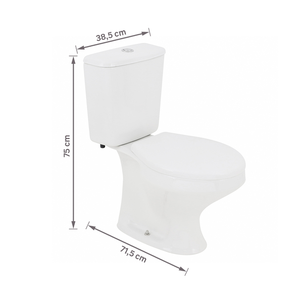 Kit Vaso Sanitário com Caixa Acoplada e Assento Branco Duplo Acionamento 3/6L Saída Vertical Ravena Deca - Image 9