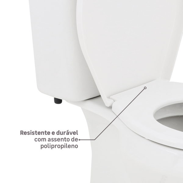 Kit Vaso Sanitário com Caixa Acoplada e Assento Branco Duplo Acionamento 3/6L Saída Vertical Ravena Deca - Image 7
