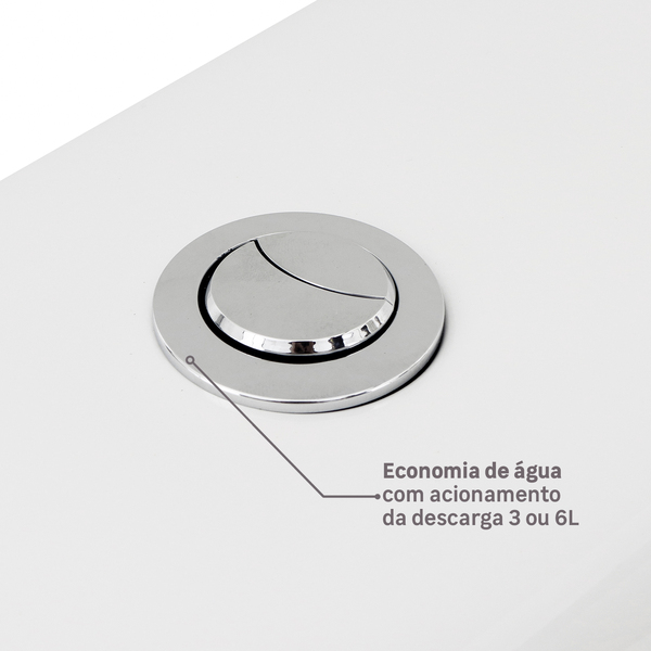 Kit Vaso Sanitário com Caixa Acoplada e Assento Branco Duplo Acionamento 3/6L Saída Vertical Ravena Deca - Image 6