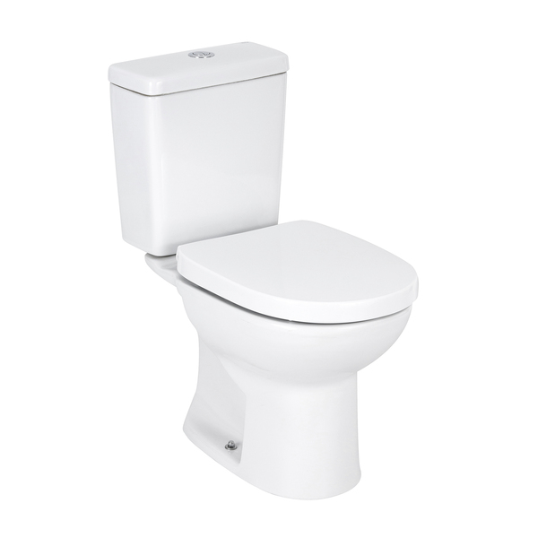 Kit Vaso Sanitário com Caixa Acoplada e Assento Branco Duplo Acionamento 3/6L Saída Vertical Round Roca