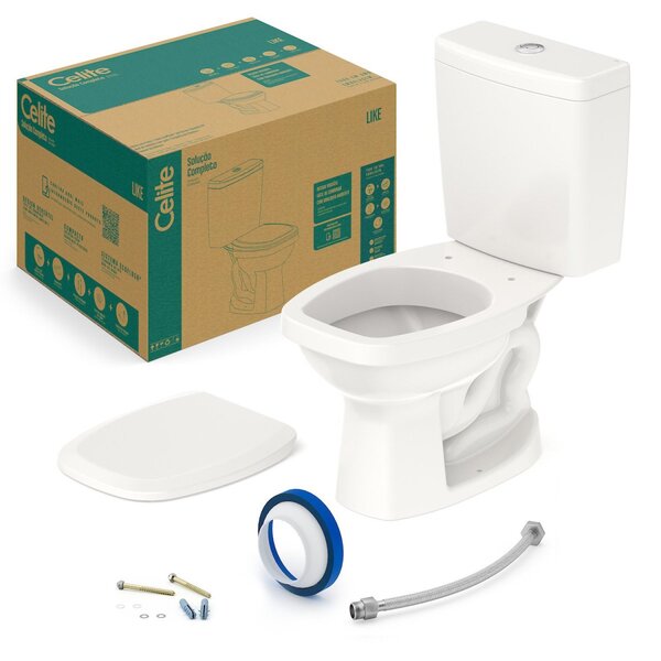 Kit Vaso Sanitário Com Caixa Acoplada E Assento Like Celite Pergamon Brilhante - Image 2