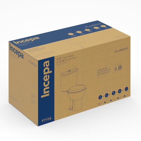 Kit Vaso Sanitário Com Caixa Acoplada E Assento Soft Close Flamingo Incepa Branco Brilhante - Image 7