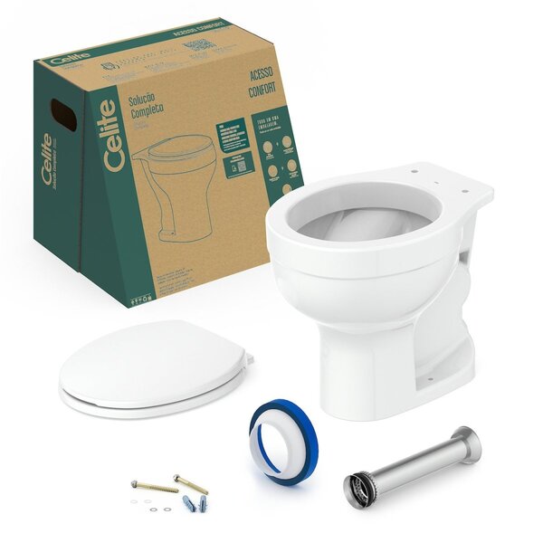 Kit Vaso Sanitário Convencional Com Assento Acesso Confort Celite Branco Brilhante - Image 3