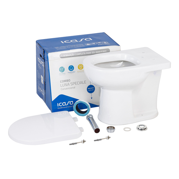 Kit Vaso Sanitário Convencional com Assento Branco Saída Vertical Luna Icasa - Image 2