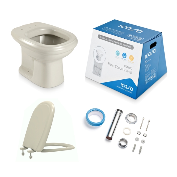 Kit Vaso Sanitário Convencional Sabatini IP5 Palha Icasa